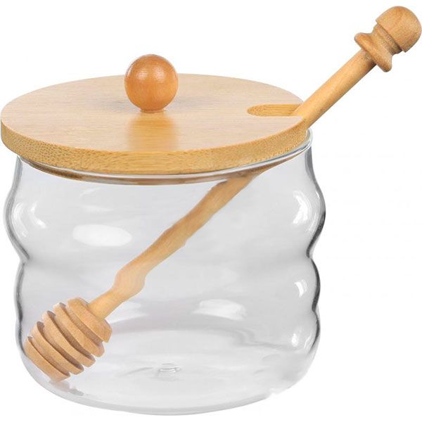 Баночка для меду з дерев'яною кришкою і ложкою