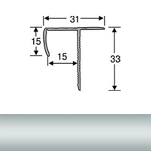 Порожек алюминиевый лестничный для плитки АТЛП анодированный TIS 2700 мм серебро