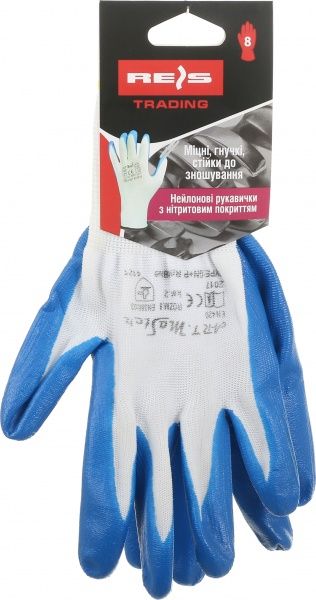 Перчатки Reis с покрытием нитрил M (8) RNIT BLUE 8