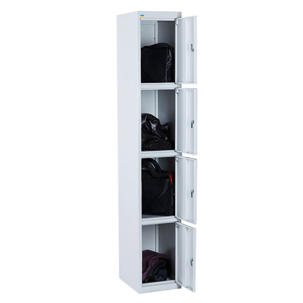 Шкаф для одежды 1 секция 4 дверцы 300х500х1800 мм серый