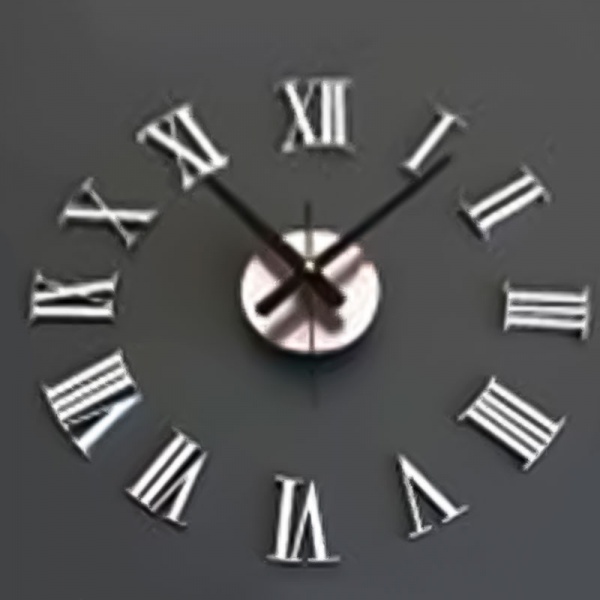 Часы настенные 3D DIY Time римский циферблат серебро 60х60 см