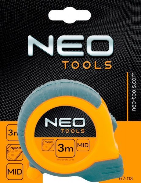 Рулетка NEO tools стальная лента магнит 67-113 3 м x 19 мм