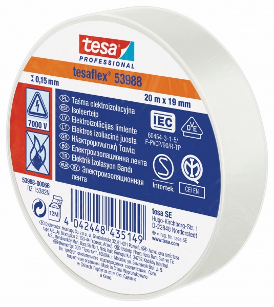 Изолента tesa Tesaflex ПВХ 53988 (19 мм х 20 м) WE