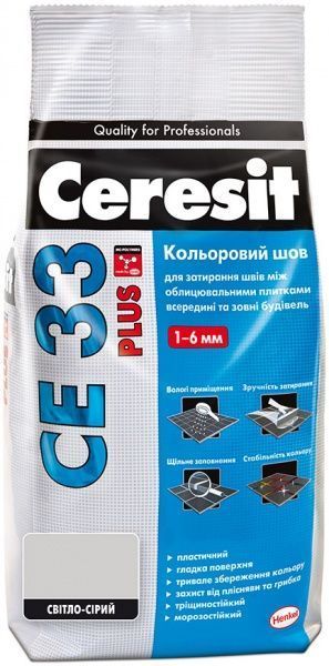 Фуга Ceresit CE 33 Plus 110 2 кг светло-серый 