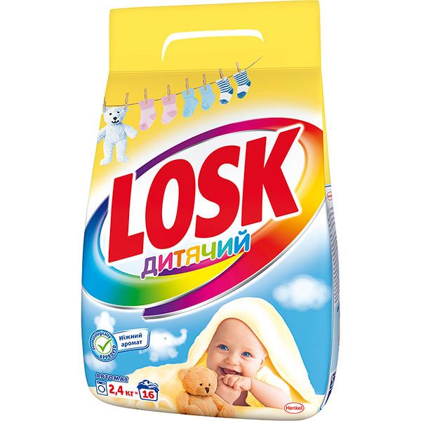 Пральний порошок для машинного та ручного прання Losk дитячий 2,4 кг