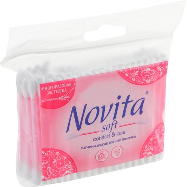 Ватные палочки Novita soft comfort & care 160 шт. (мягкая)