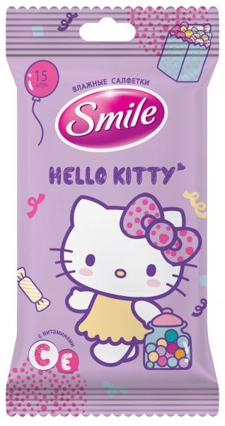 Дитячі вологі серветки Smile Hello Kitty 15 шт.