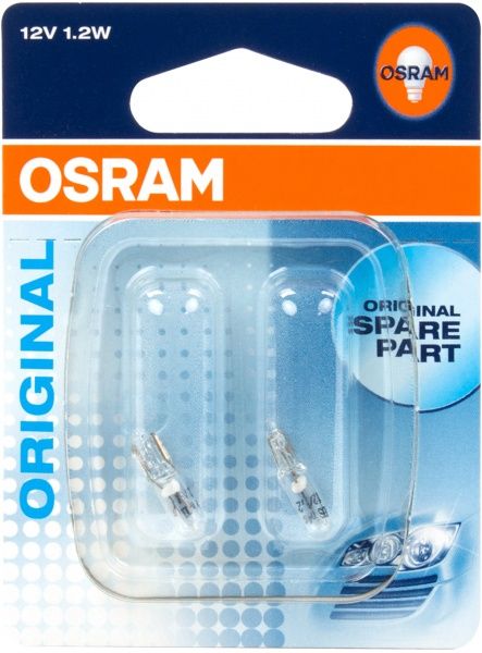 Лампа накаливания Osram (2721-02B) W1W W2x4.6d 12 В 2 Вт 2 шт 3200