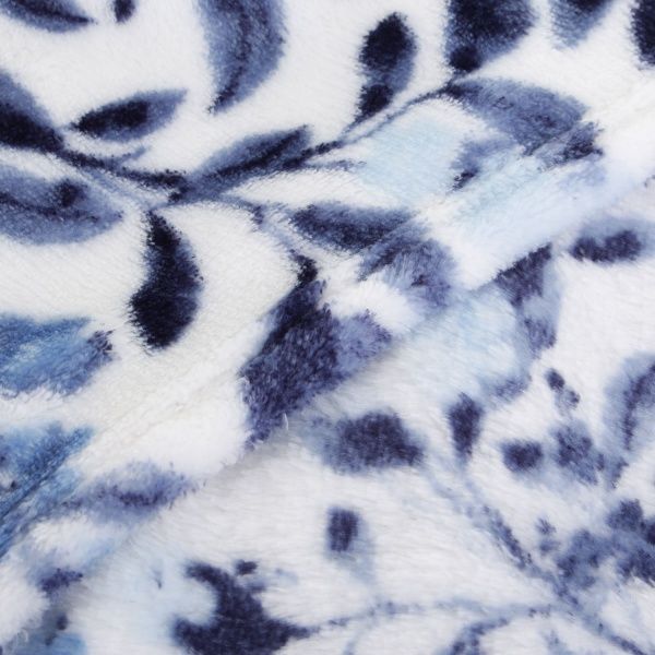 Плед Flannel Leaves 200x220 см синий с белым La Nuit 