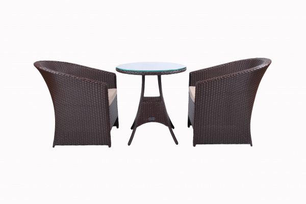Комплект мебели TERICO Барселона (кресла и подушки под сиденье – 2 шт стол 700 мм) коричневый 