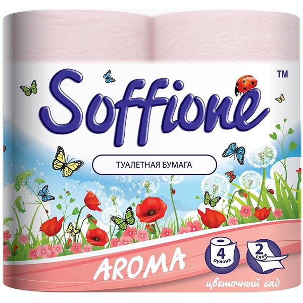 Бумага туалетная Soffione Aroma розовая 4 шт