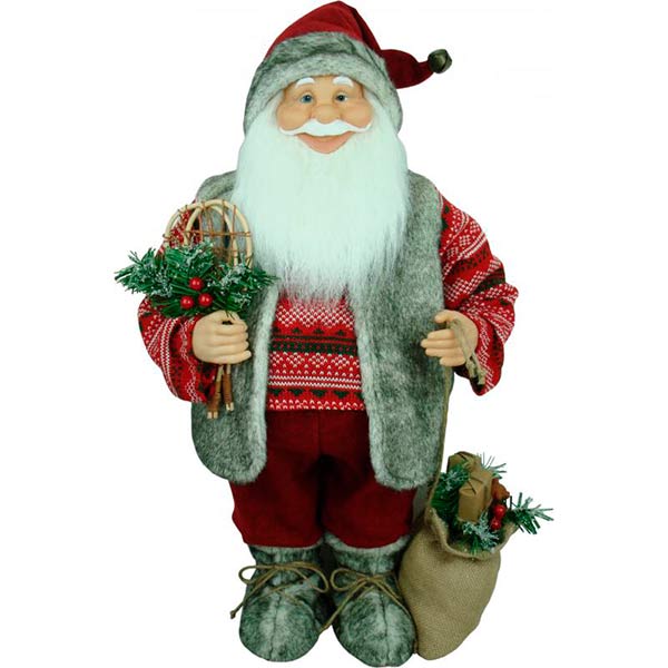 Фигура Дед Мороз Лесной красно-серый 60 см
