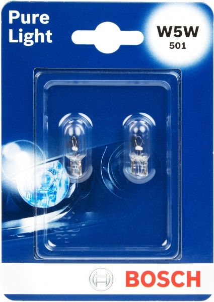Лампа галогенная Bosch Pure Light (1987301026) W5W 12 В 5 Вт 2 шт