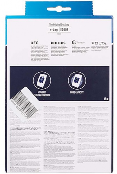 Мешки для пылесосов Electrolux E 200S (5 ШТ) ТИП S-BAG бумажные 
