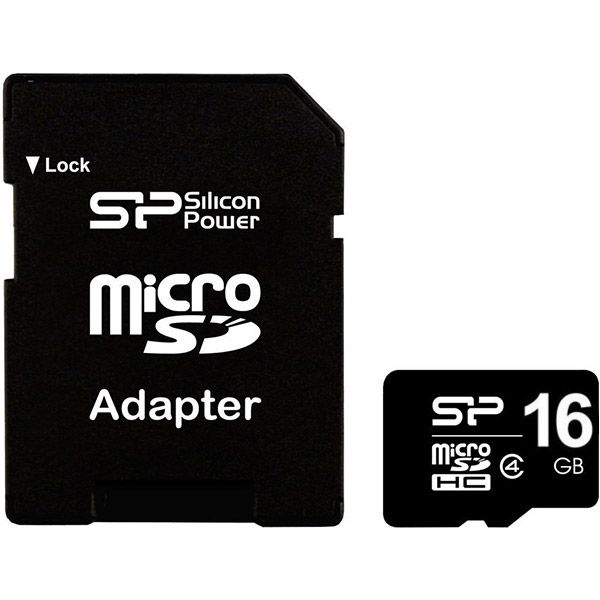 Карта памяти Silicon Power microSDHC 16 GB Class 4 + SD adapter
