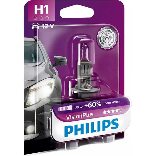 Лампа галогенная Philips VisionPlus 12258VPB1 H1 55 Вт 12 В 1 шт