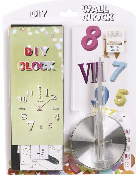 Часы настенные 3D DIY Time цифры/буквы серебро 60х60 см