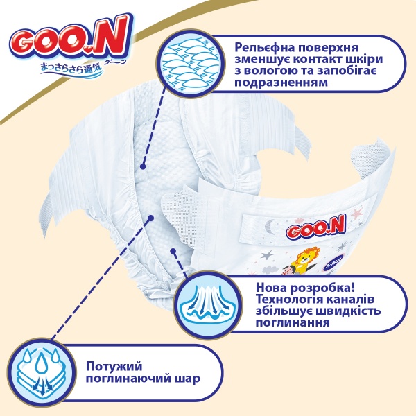 Подгузники Goon Premium Soft 4-8 кг 2 (S) 70 шт.