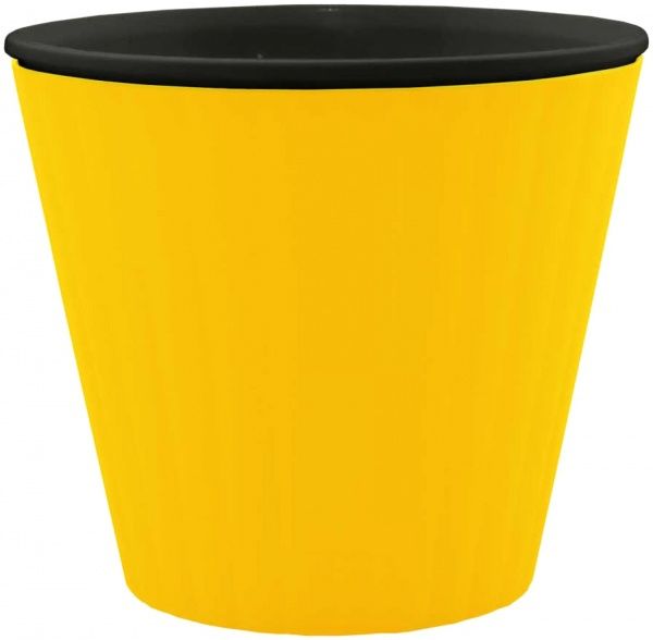 Горщик пластиковий Алеана Ібіс круглий 1л жовтий із чорним 