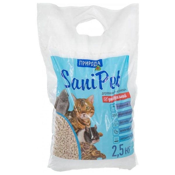 Наполнитель для кошачьего туалета Природа Sani Pet натуральный универсальный 2,5 кг