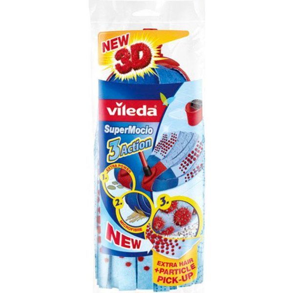 Ленточная швабра для пола/для уборки Vileda Швабра Super Mocio 3 Action Velour 64 см 