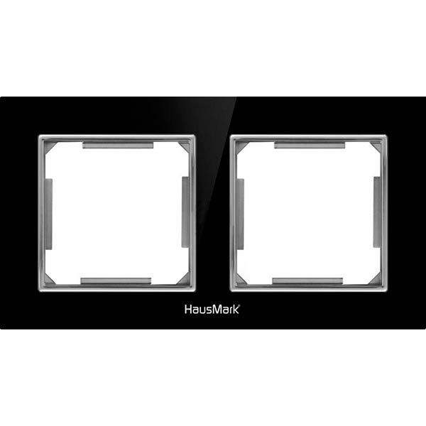 Рамка двухместная HausMark Alta универсальная черное стекло SNG-FRG.SQ20G2-BK