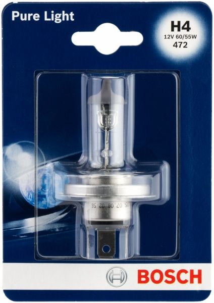 Лампа галогенная Bosch Pure Light (1987301001) H4 P43t 12 В 60/55 Вт 1 шт
