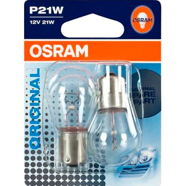 Лампа розжарювання Osram (7506-02B) P21W BA15S 12 В 21 Вт 2 шт 3200
