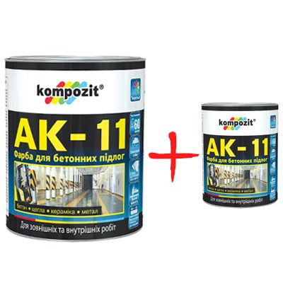 Краска Kompozit для бетонных полов АК-11 10 л + 2.8 л