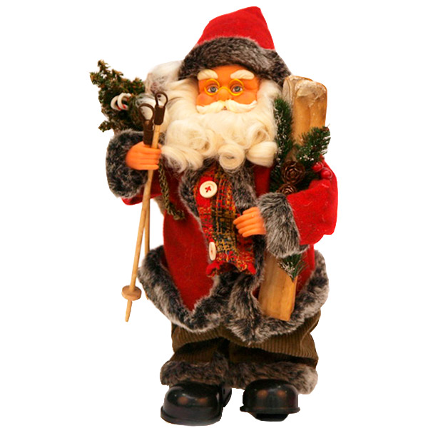 Фигура Музыкальный Дед Мороз с подарками и лыжами 36 см