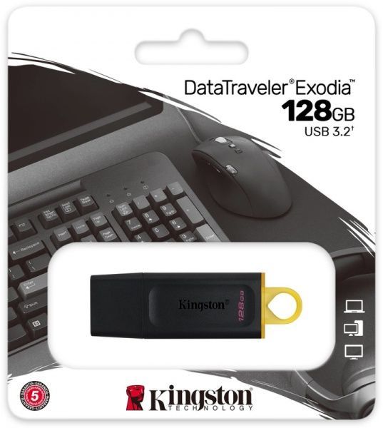 Флеш-память USB Kingston DataTraveler Exodia Black/yellow 128 ГБ USB 3.2 (DTX/128GB) 