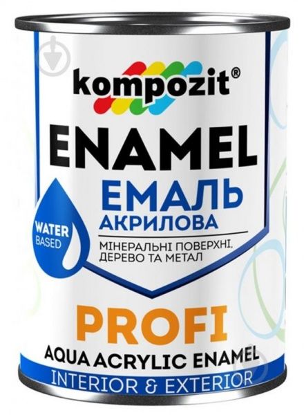 Эмаль Kompozit акриловая Profi белый глянец 0,8л