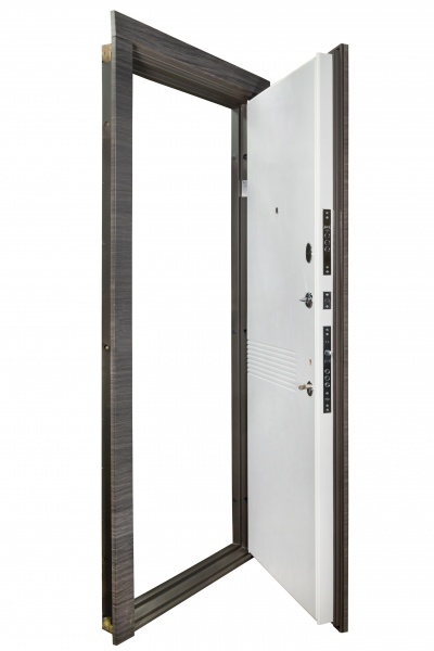 Дверь входная Revolut Doors В-83 модель 184 венге серый горизонт / белый 2050x950 мм правая