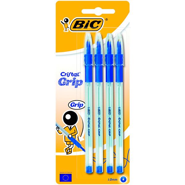Набір ручок кулькових BIC Cristal Grip 4 шт. сині 