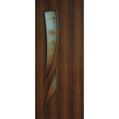 Дверь межкомнатная Фиеста 60 см орех стекло с рисунком цветы