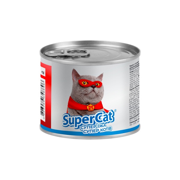 Паштет консервированный для взрослых кошек SuperCat с рыбой 200 г
