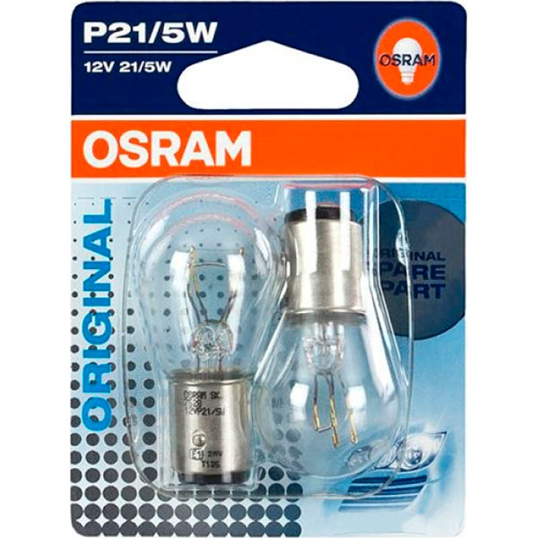 Лампа накаливания Osram (7528-02B) P21/5W BAY15D 12 В 21/5 Вт 2 шт 3200