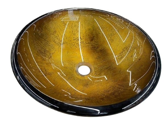 Умывальник EGO стеклянный 42х42х14,5 см золотистый