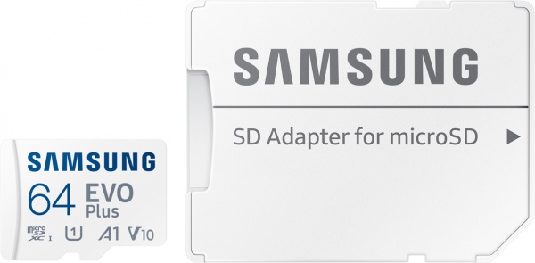 Карта памяти Samsung microSDXC 64 ГБ Class 10 (MB-MC64KA/RU) EVO Plus UHS-I + SD адаптер 