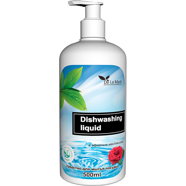 Средство для ручного мытья посуды DeLaMark с эфирным маслом розы 0,5л