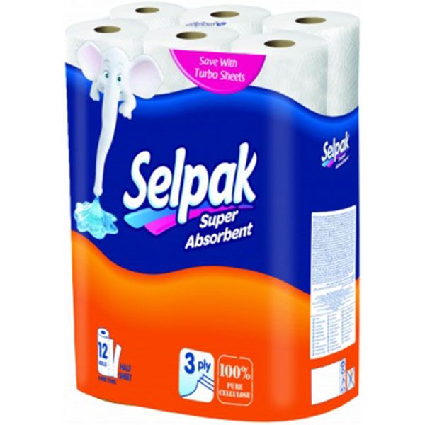 Бумажные полотенца Selpak Super Absorbent трехслойная 12 шт.