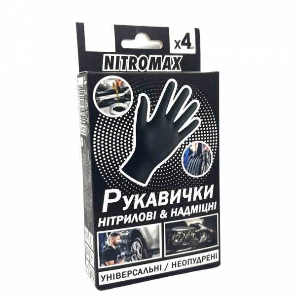 Перчатки NITROMAX 4 шт./уп. черные с покрытием нитрил M (8) VG-041