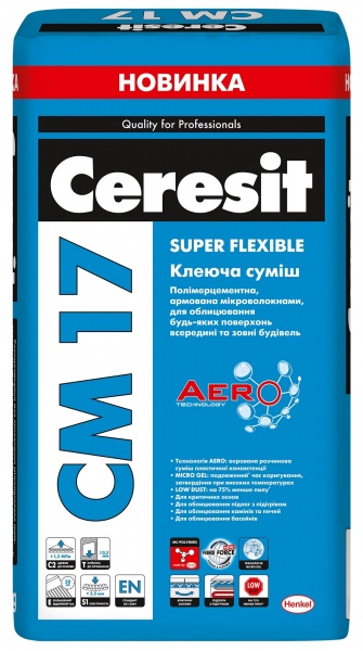 Клей для плитки Ceresit CM 17 Aero (Super Flexible) 25кг