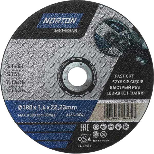 Круг отрезной по металлу Norton A46S 180x1,6x22,2 мм