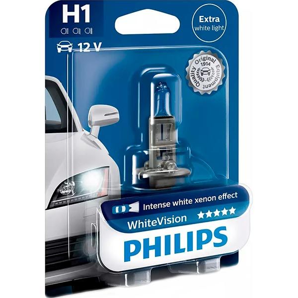 Лампа галогенная Philips WhiteVision (12258WHVB1) H1 P14.5s 12 В 55 Вт 1 шт