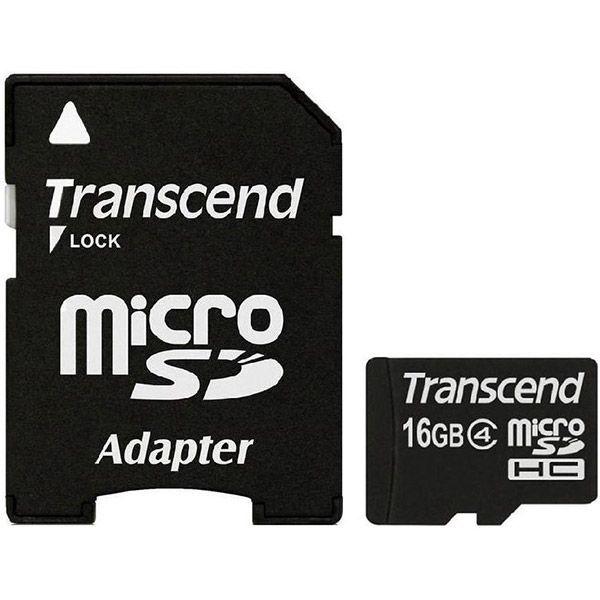 Карта пам'яті Transcend microSDHC 16 GB Class 4 + SD adapter