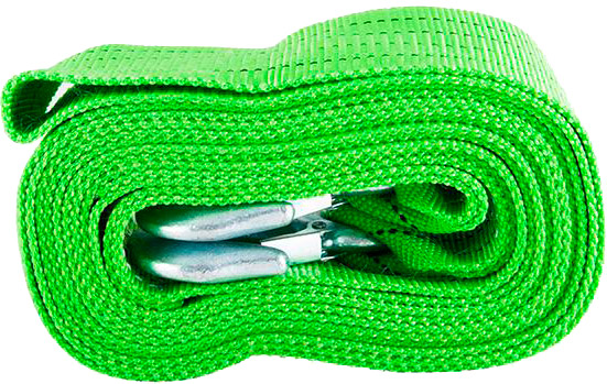 Трос буксировочный WINSO 5 м 8 т с металлическими крючками полиэтиленовая сумка (10 шт/уп) 138050 зеленый