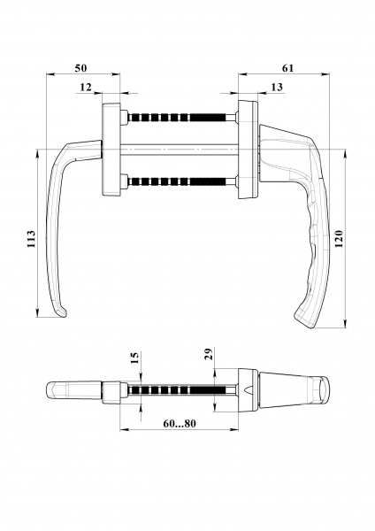 Ручка двухсторонняя с ключом ASTEX Antey біла Ral 9016 BHS 2/38 