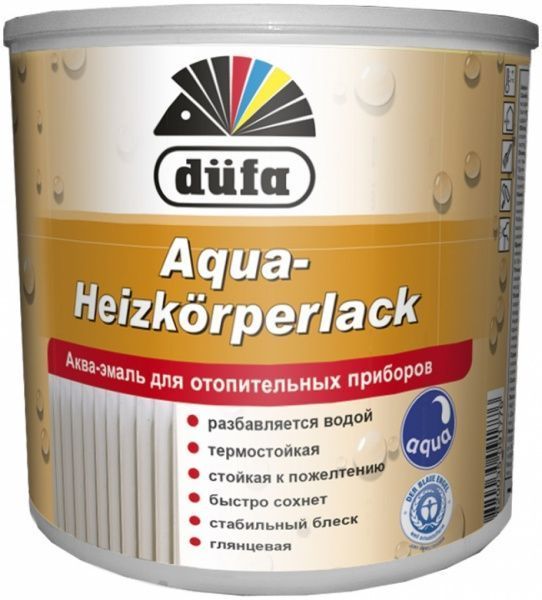 Акваэмаль Dufa для радиаторов Aqua-Heizkorperlack белый глянец 0,75л