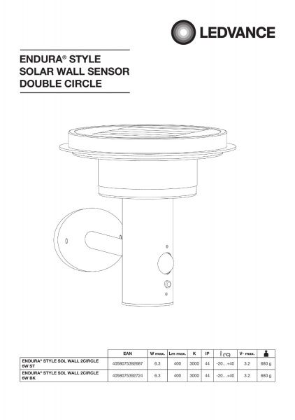 Светильник на солнечной батарее Ledvance Endura Style Solar Sensor Wall 6 Вт IP44 нержавеющая сталь 